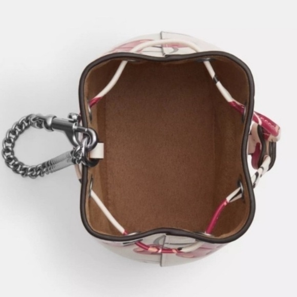 NWT Coach Cream Leather Mini Bucket Bag with Red Cherry Print - Picture 5 of 15
